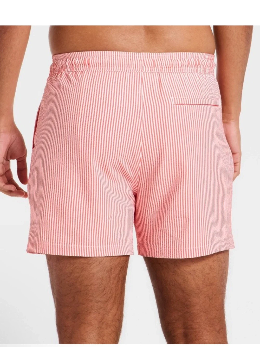 Goodfellow & Co Coral Seersucker Stripe Swim Trunks Boxer Brief liner